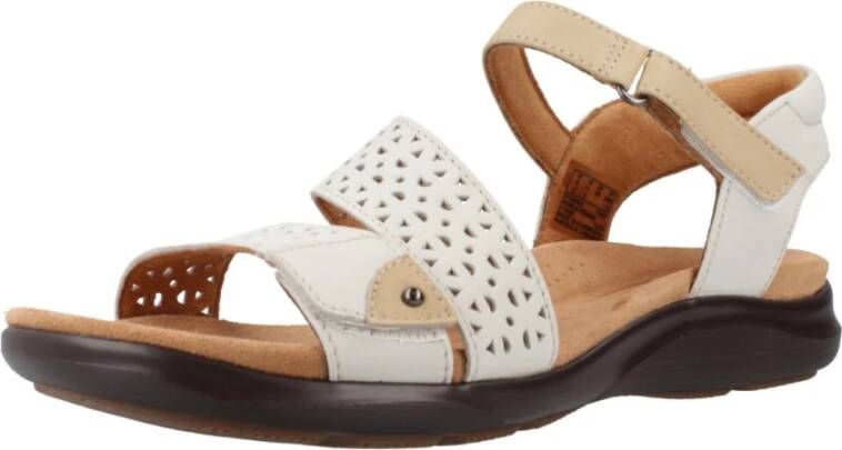 Clarks Flat Sandals White Dames