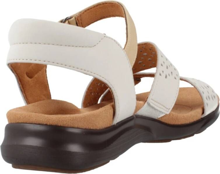 Clarks Flat Sandals White Dames