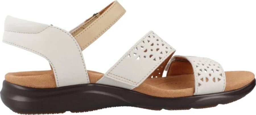 Clarks Flat Sandals White Dames