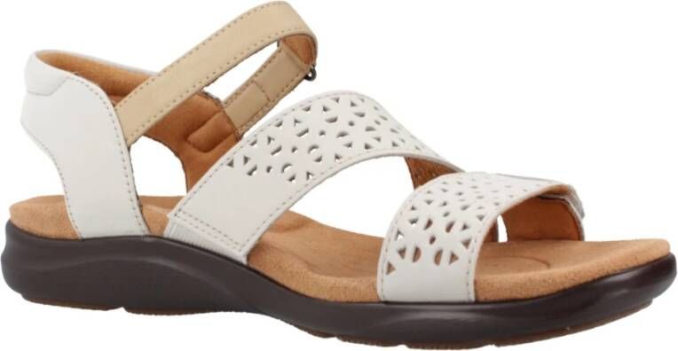 Clarks Flat Sandals White Dames