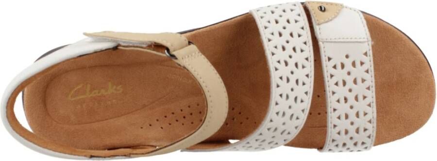 Clarks Flat Sandals White Dames