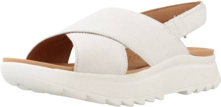 Clarks Flat Sandals White Dames