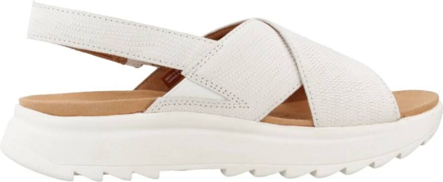 Clarks Flat Sandals White Dames