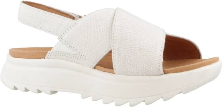 Clarks Flat Sandals White Dames