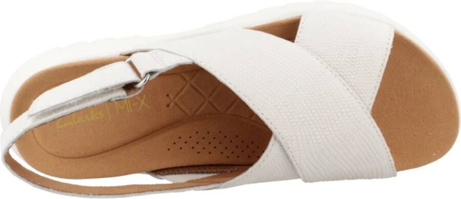 Clarks Flat Sandals White Dames