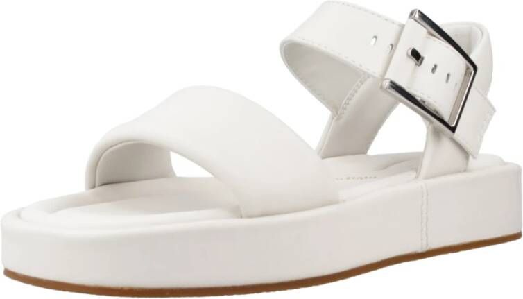 Clarks Flat Sandals White Dames