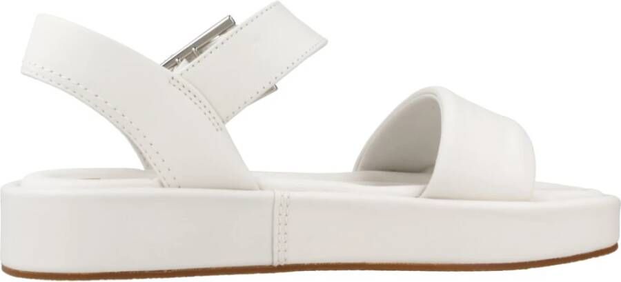 Clarks Flat Sandals White Dames