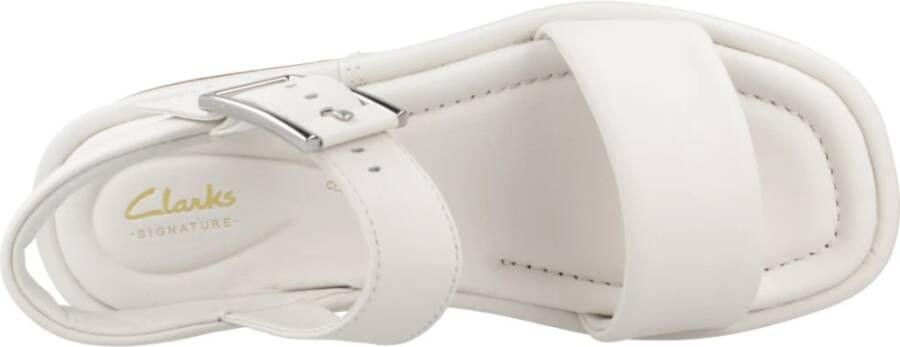 Clarks Stijlvolle Platte Sandalen voor Vrouwen White Dames