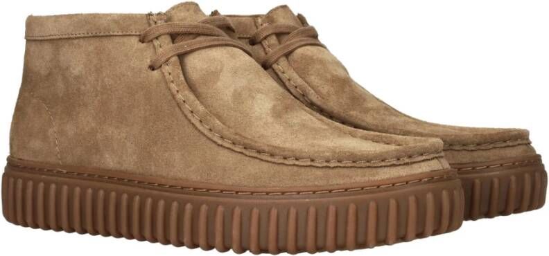 Clarks Herenschoen Torhill Hi Veterschoen Beige Heren