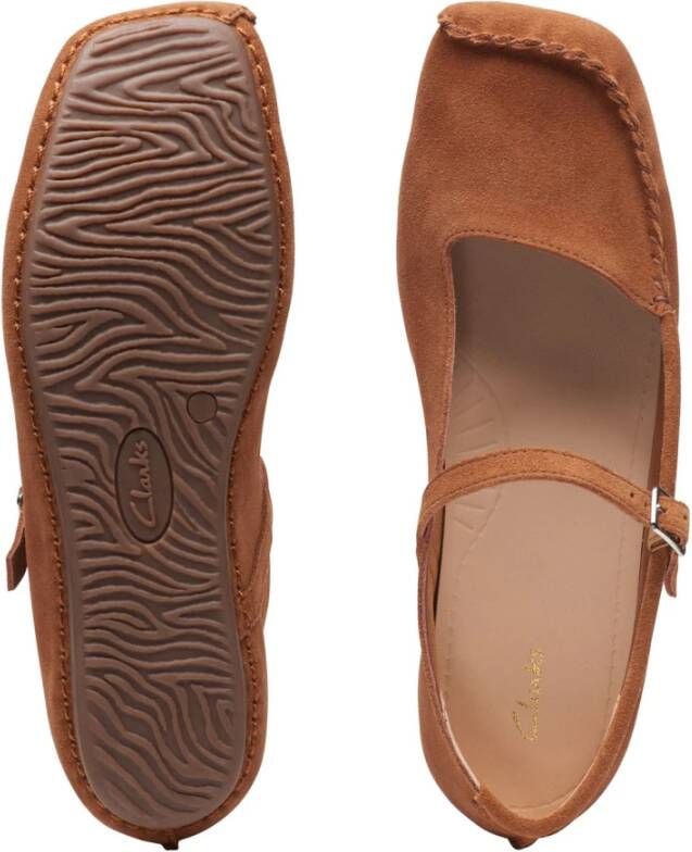 Clarks Lichte T-Strap Casual Schoen Brown Dames