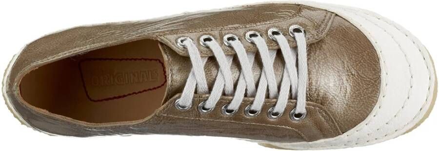 Clarks Metallic Leren Street Chic Sneaker Beige Dames