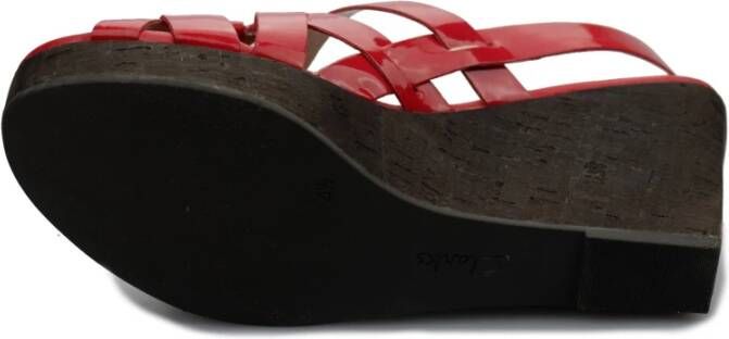 Clarks Patent Leren Sleehak Sandalen Red Dames