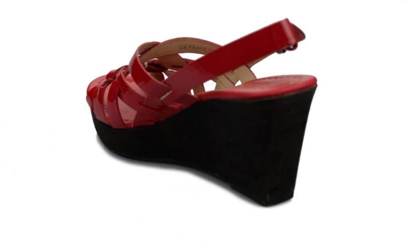 Clarks Patent Leren Sleehak Sandalen Red Dames