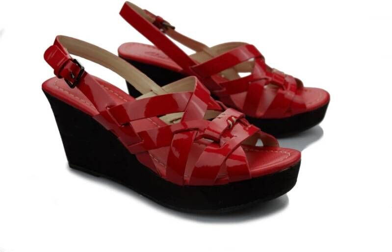 Clarks Patent Leren Sleehak Sandalen Red Dames