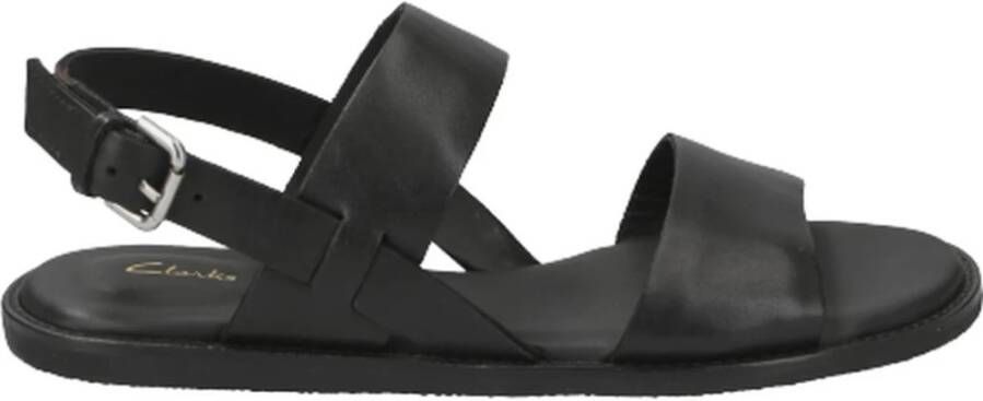 Clarks Stijlvolle Zwarte Leren Sandalen Zwart Dames