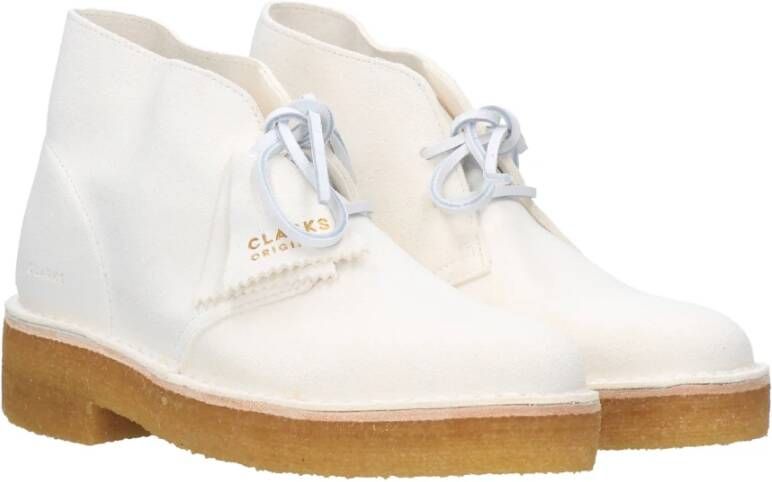 Clarks Boho Suède Enkellaarzen Wit Dames