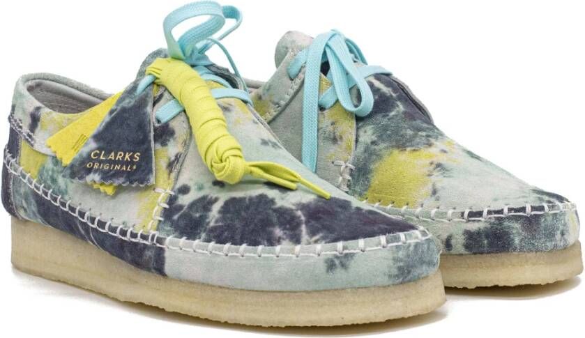 Clarks Turquoise Tye-Die Sneakers Blauw Heren