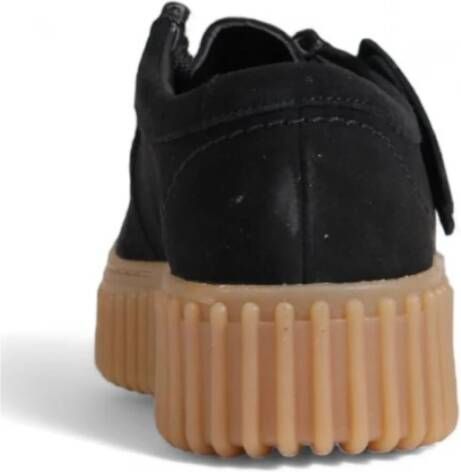 Clarks Suede Platte Rubberen Zool Schoen Black Dames