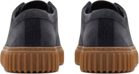 Clarks Suède veterschoen met gegroefde zool Blue Heren