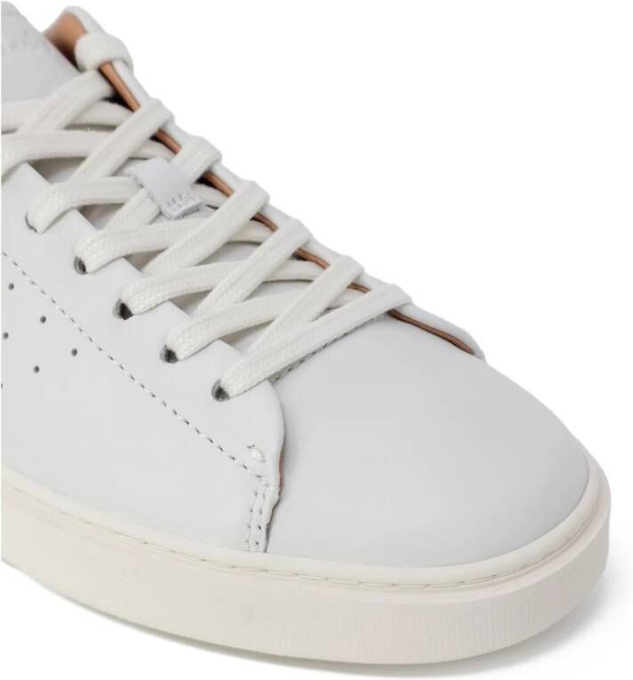 Clarks Witte leren sportieve sneakers met rubberen zool White Heren