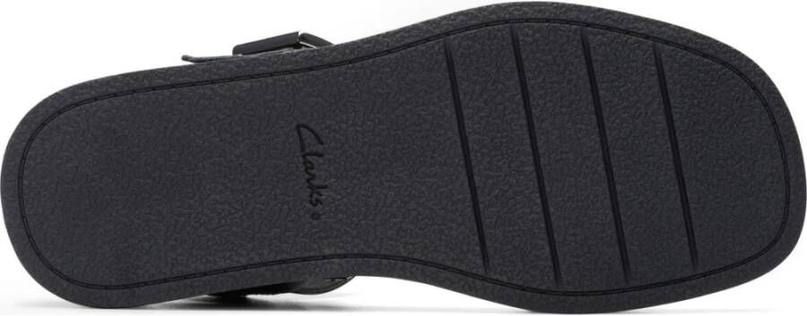 Clarks Zwarte Band Platte Sandalen Vrouwen Black Dames