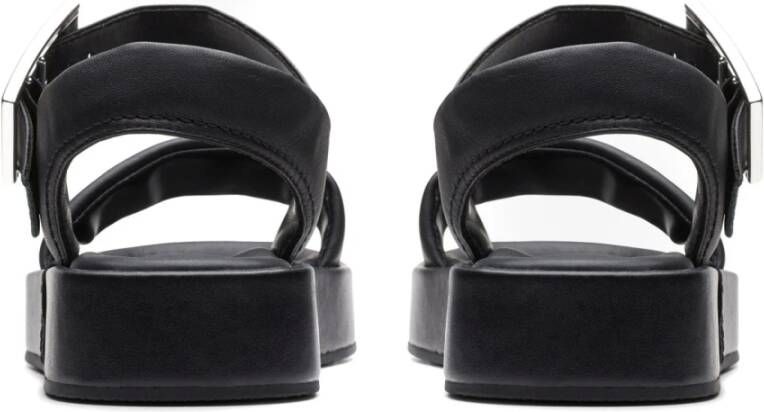 Clarks Zwarte Band Platte Sandalen Vrouwen Black Dames