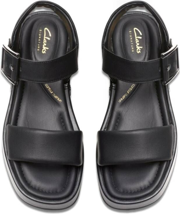 Clarks Zwarte Band Platte Sandalen Vrouwen Black Dames