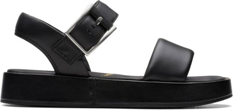 Clarks Zwarte Band Platte Sandalen Vrouwen Black Dames