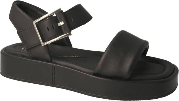 Clarks Zwarte leren band sandaal Black Dames