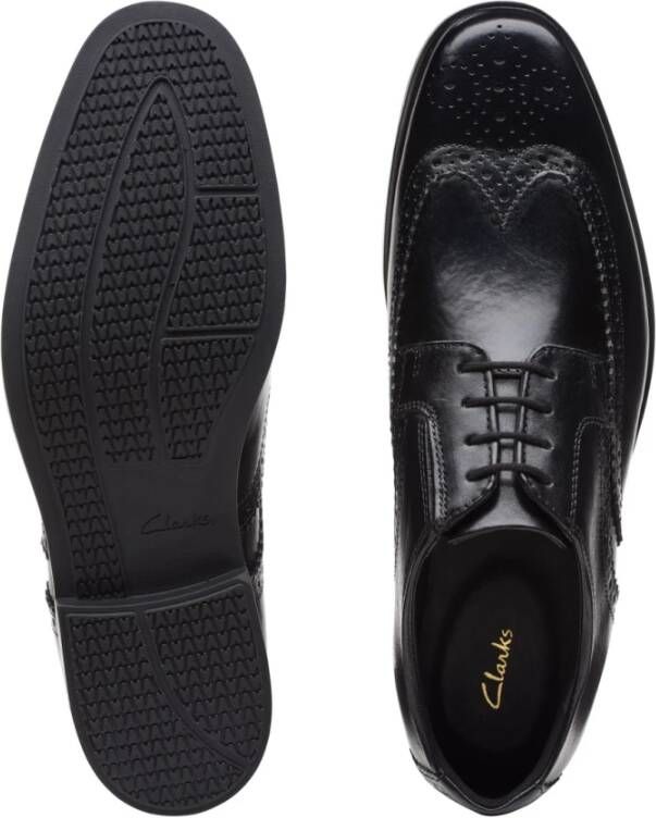 Clarks Zwarte Leren Brogue Schoenen Black Heren
