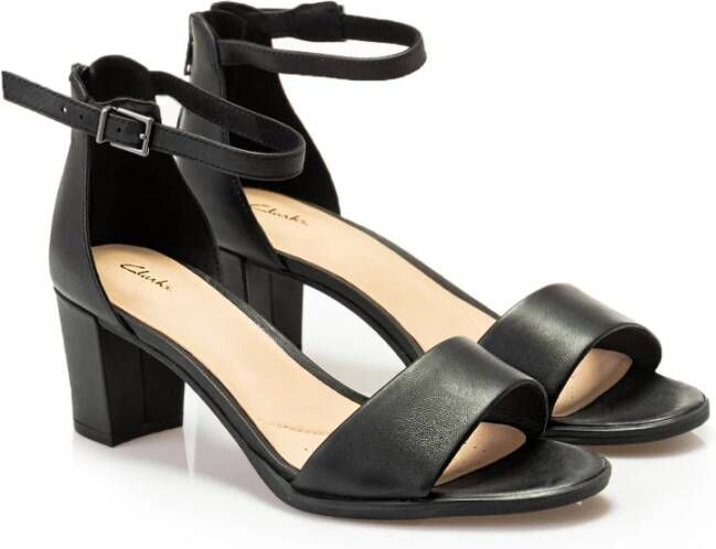 Clarks Zwarte Leren Sandalen Kaylin60 2Part Black Dames