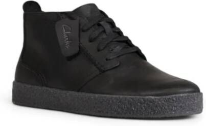 Clarks Zwarte leren vetersneakers Black Heren