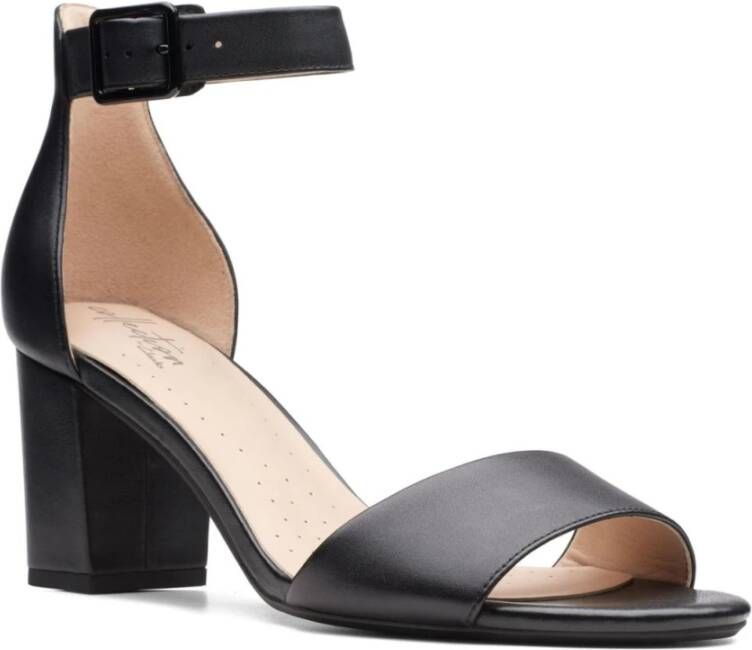 Clarks Zwarte platte sandalen voor vrouwen Black Dames