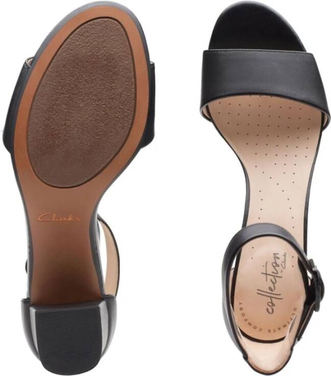 Clarks Zwarte platte sandalen voor vrouwen Black Dames