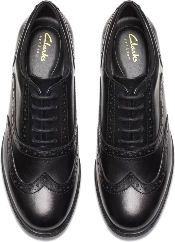Clarks Zwarte veterschoen van premium leer Black Dames