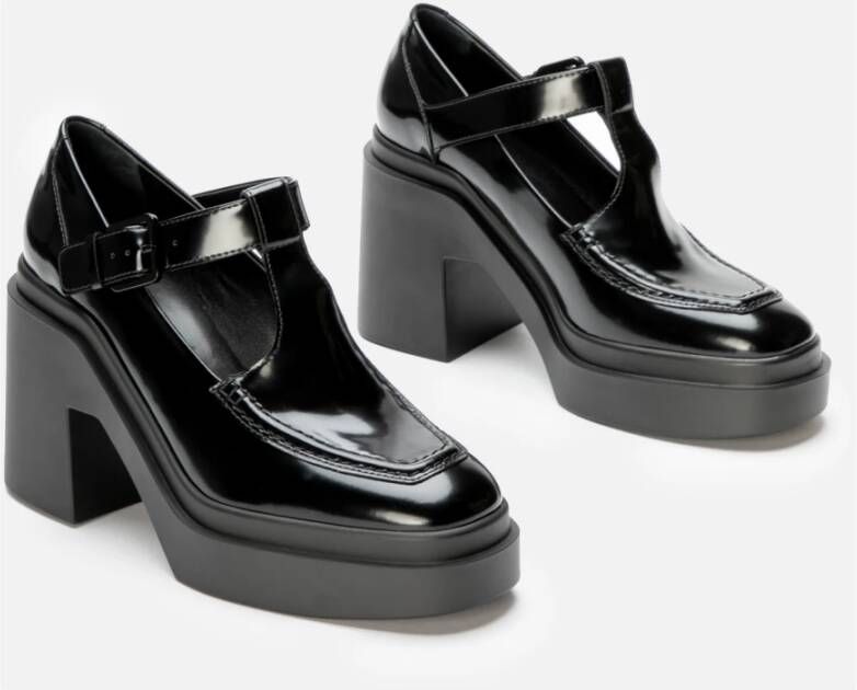 Clergerie Vintage Mary Jane met Dikke Hak Black Dames