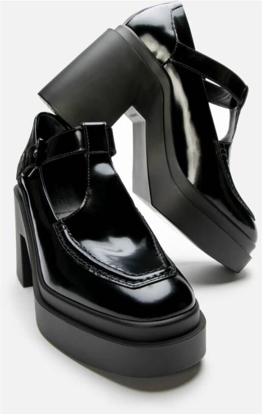 Clergerie Vintage Mary Jane met Dikke Hak Black Dames
