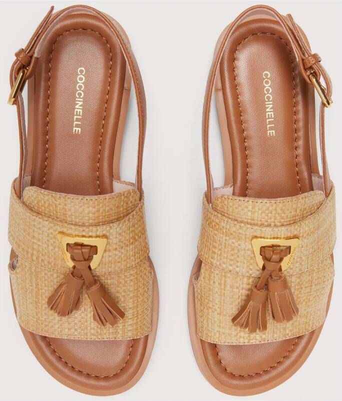 Coccinelle Beige Sandalen met Stro-effect