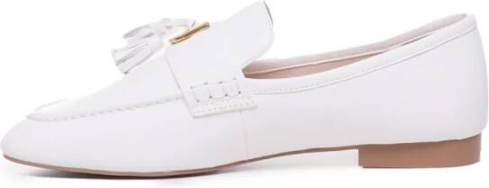 Coccinelle Witte Suède Platte Schoenen White Dames