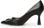 Coccinelle Zwarte leren pumps met hak en metalen detail Black Dames - Thumbnail 4