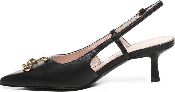 Coccinelle Zwarte leren sandalen met hak