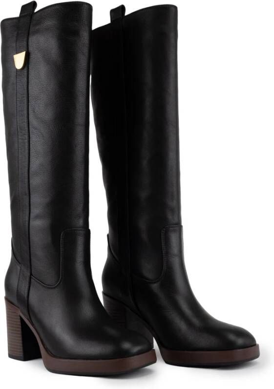 Coccinelle Zwarte leren vintage stijl laarzen Black Dames