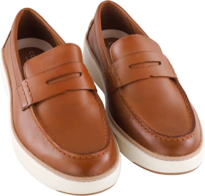 Cole Haan Bruine Instappers met Witte Rubberen Zool Brown Heren