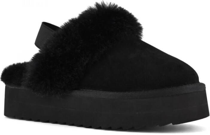 Colors of California Suède Platform Slipper met Bandsluiting Black Dames