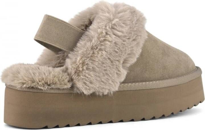 Colors of California Suède Platform Slipper met Enkelband Brown Dames