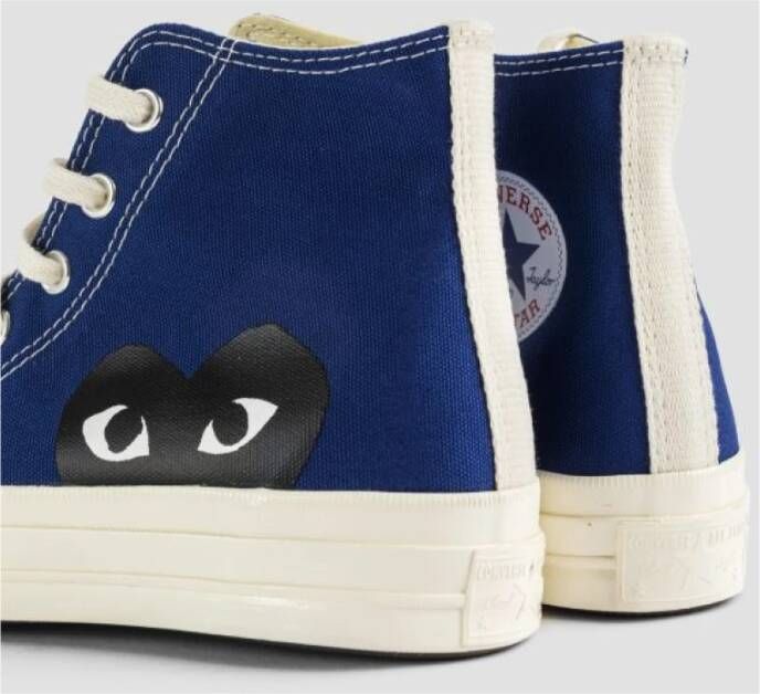 Comme des Garçons Blauwe Canvas High-Top Sneakers met CDG Hart Logo