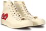 Comme des Garçons Play Beige Canvas High Top Sneakers Beige Heren - Thumbnail 3