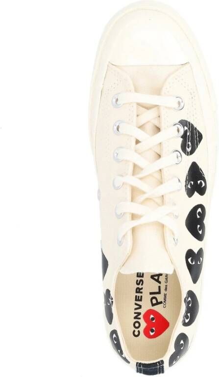 Comme des Garçons Play Beige Sneaker met Zwarte Harten White Heren