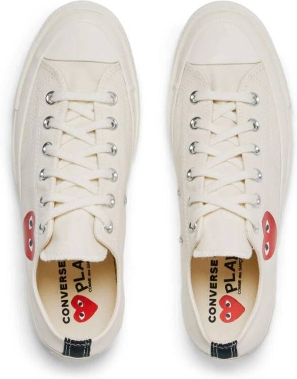 Comme des Garçons Play Canvas Heart Sneakers met Contrasterende Hiel White Heren