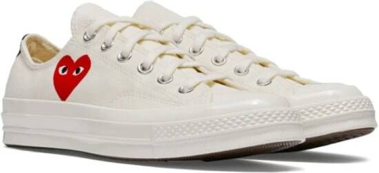 Comme des Garçons Play Canvas Heart Sneakers met Contrasterende Hiel White Heren
